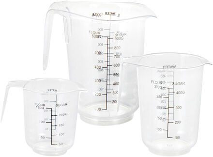 Cuisine Elegance Set 3x maatbekers transparant 250/500/1000 ml - Maatbekers