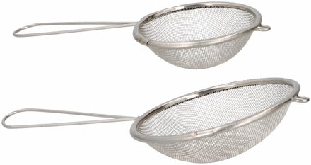 Cuisine Elegance Thee/keuken zeefjes set 2 stuks - Keukenzeefjes Zilverkleurig