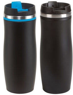 Cuisine Elegance Thermosbekers - warmhoud drinkbekers - 2x stuks - blauw en zwart - 400 ml - Isolerende drinkbekers