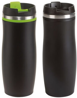Cuisine Elegance Thermosbekers - warmhoud drinkbekers - 2x stuks - groen en zwart - 400 ml - Isolerende drinkbekers