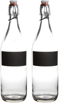 Cuisine Elegance Water/Weck/Sap flessen met krijtvakje - 1x stuks - 970 ml - Met beugeldop - voor al uw sapjes