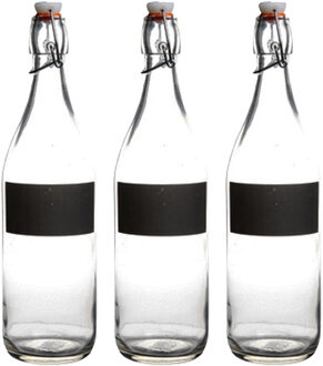 Cuisine Elegance Water/weck/sap flessen met krijtvakje - 8x stuks - 970 ml - Met beugeldop - voor al uw sapjes