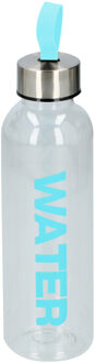 Cuisine Elegance Waterfles / drinkfles / sportfles - transparant/turquoise - kunststof - 550 ml - Drinkflessen