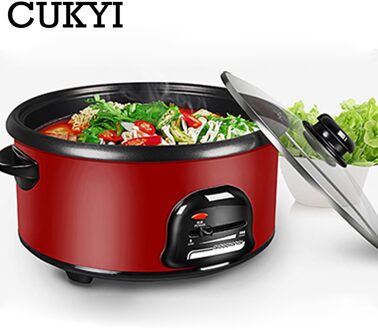 Cukyi 2.8L Multifunctionele Elektrische Hotpot Mini Noedels Fornuis Non-stick Koekenpan Kleine Fornuis Multifunctionele Elektrische Boiler Ons eu rood