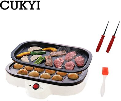 Cukyi Huishoudelijke Octopusball Maker Takoyaki Machine 800W 220V 20 Gaten Keuken Helper 2 Koekenpannen
