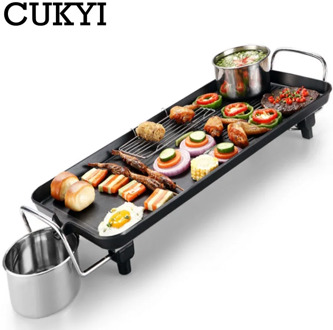 CUKYI Korean Household Electric Ovens Smokeless Nonstick Barbecue Machine Electric hotplate Teppanyaki Grilled Meat Pan 1400W EU