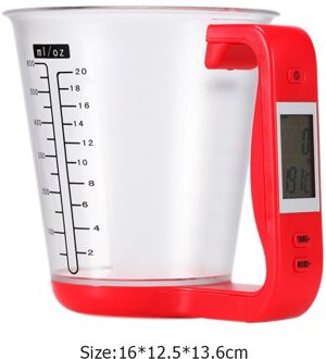 Cup Keukenweegschaal Digitale Beker Weegschaal Elektronische Tool Schaal Met Lcd-scherm Temperatuur Meting Cups rood
