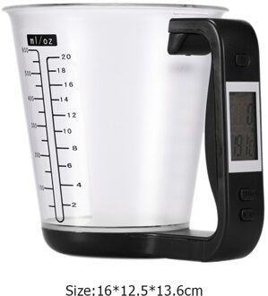 Cup Keukenweegschaal Digitale Beker Weegschaal Elektronische Tool Schaal Met Lcd-scherm Temperatuur Meting Cups zwart
