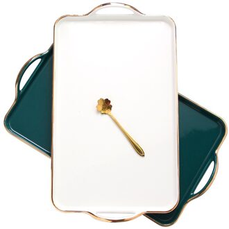 Cup Lade Voor Holding Theekopjes Europese Keramische Lade Rechthoekige Voor Binnenlandse Water Cup En Thee Set wit