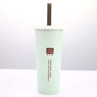 Cup Water Cup Met Rietjes Dubbele Deksel Draagbare Hand Cup Tarwe Stro Cola Koffie Plastic Reizen Cup Drinkbeker Thuis kantoor GN