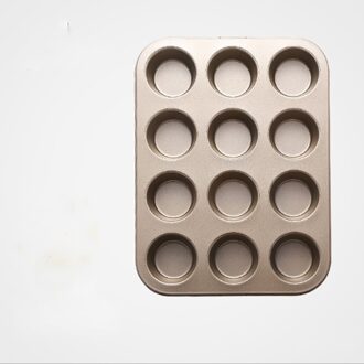 Cupcake Bakplaat 6.6Cm 12 Holte Diy Cup Cakevorm Rvs Schotel Muffin Mould Ronde Biscuit Pan Oven bakvormen Gereedschap gouden