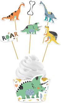 Cupcake Deco Set Dino Roar (6st) Multikleur - Print