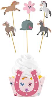 Cupcake Decoratie Set Happy Horses (6st) Multikleur - Print