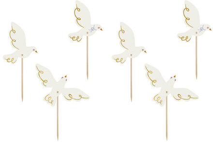 Cupcake Toppers Duif (6st) Multikleur - Print