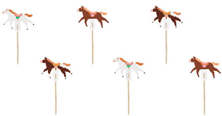 Cupcake Toppers Paarden Bella 6st (13cm) Multikleur - Print