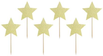 Cupcake Toppers Sterren - Goud Set/6