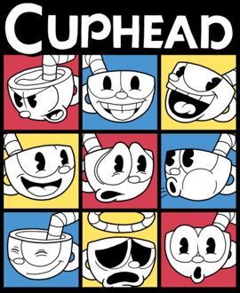 Cuphead Expressions Unisex T-Shirt - Black - XS Zwart