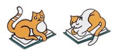 Curl Up With Books And Cats Enamel Pin Set - Out of Print