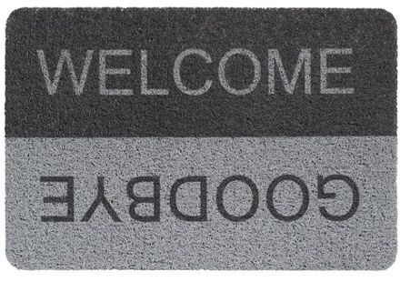 Curly Buitenmat Welcome/Goodbye - Deurmat - 40x60 cm Grijs Zwart