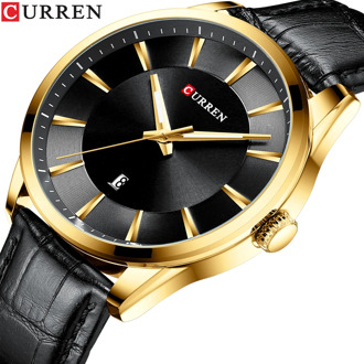 CURREN Black Gold Fashion Casual Quartz Watch Man Watch Leather Strap Business Military Wrist Watch Relojes Clock Male