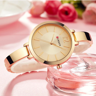 CURREN Fashion Gold Women Watches 9012 Stainless Steel Ultra thin Quartz Watch Woman Romantic Clock Women's Watches Montre Femme