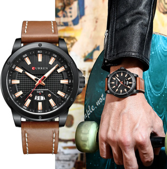 CURREN Fashion Quartz Watch for Man New Leather Wristwatches Casual Clock with Date Relogio Masculino