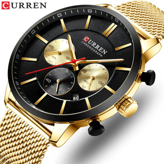 CURREN Fashion Watch Men Waterproof Sport Watches for Men Stainless Steel Mesh Band Quartz Clock Casual Business Wristwatch