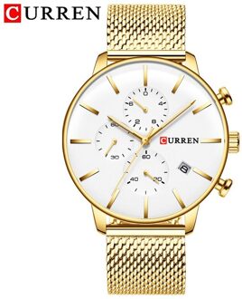 Curren Mannen Horloge Sport Chronograaf Heren Horloges Waterdicht Analoge 24 Uur Datum Quartz Horloge Mannen Relogio Masculino gouden