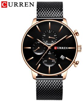 Curren Mannen Horloge Sport Chronograaf Heren Horloges Waterdicht Analoge 24 Uur Datum Quartz Horloge Mannen Relogio Masculino zwart