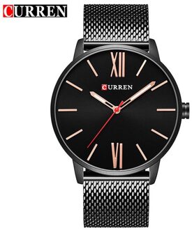 Curren Mode Ultra-Dunne Klassieke Quartz Horloges Zakelijke Mannen Horloge Roestvrij Stalen Band Waterdicht Mannelijke Klok zwart goud