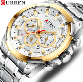CURREN New Stainless Steel Men's Watch 2019 Fashion Chronograph Watches Casual Sports Wristwatch Mens Clock Reloj multifuncion