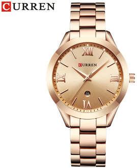 CURREN Simple Fashion Stainless Steel Analog Quartz Wrist Watch Calendar Female Dress Watch Women Clock Relogio Feminino