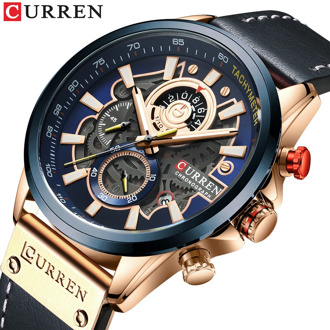CURREN Watch Men Fashion Quartz Watches Leather Strap Sport Quartz Wristwatch Chronograph Clock Male Creative Design Dial