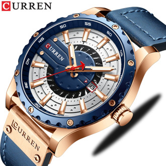 CURREN Watches Top Brand Fashion Leather Wristwatch Casual Quartz Men's Watch New Chic Luminous hands Clock