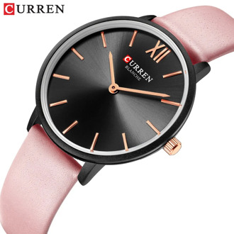 CURREN Women Watches Pink Analog Quartz Clock Female Casual Ladies Wrist Watch Soft Leather Strap Watch relogios feminino
