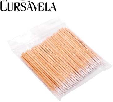 Cursavela Hout Wattenstaafje Cosmetica Permanente Make-Up Gezondheid Oor Sieraden Schoon Sticks Buds Tip Hout Katoen Hoofd Wattenstaafje 300stk