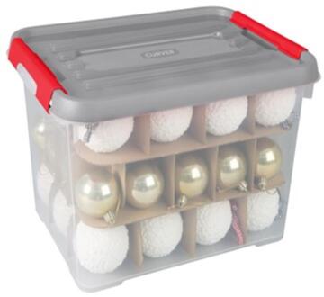 Curver Handy+ Kerst Opbergbox 65 Liter Met Scheidings Delen Voor Kerstballen transparant