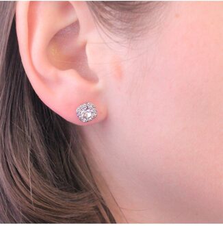 Cushy oorbellen - Oostenrijks kristal - maat Wit Zilver