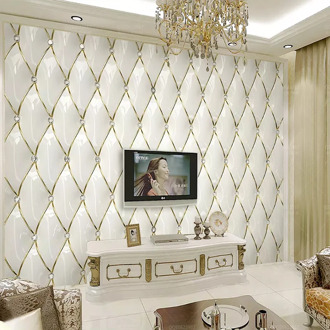Custom 3D Mural Modern Luxury Gold Crystal Rhombic Stitching Wallpaper Living Room TV Background Wall Home Decoration Wall Cloth