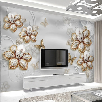Custom 3D Wall Cloth Extravagant European jewel flowers Canvas Wall Mural Living Room TV Backdrop Painting Wall Paper Home Decor