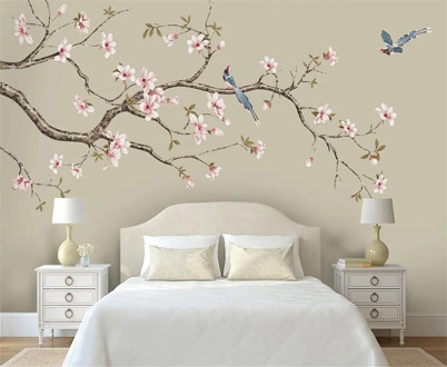 Custom 3D Wallpaper 8D Mural Magnolia Hand-painted Flowers and Birds New Chinese Bedroom Living Room Sofa Background Wall