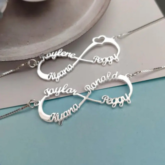Custom 5 Names Necklaces Stainless Steel Nameplate Jewelry Personalized Heart With Infinity Multiple Name Fasmily Necklace BFF
