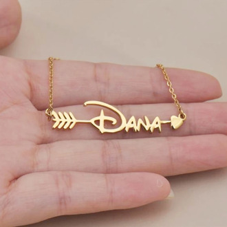 Custom Arrow Heart Name Necklace Gold Color Statement Necklaces For Women Stainless Steel Jewelry Personalized Handmade Gifts