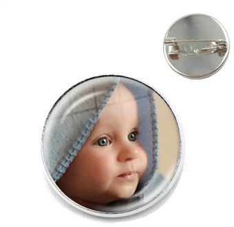 Custom Brooch Photo Mum Dad Baby Children Grandpa Parents Custom Designed Logo Photo Gift For Family Anniversary Collar Pins