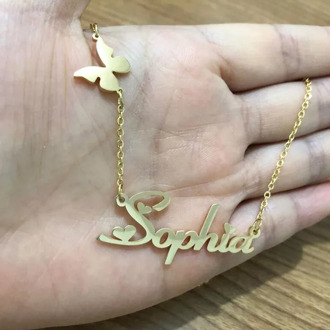 Custom Butterfly Name Necklace Fashion Jewelry Women Gift Personalized Any Name Necklace With Butterfly Charm