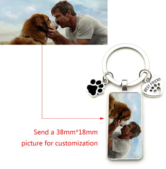 Custom DIY Dog Photo rectangle Keychain I Love Dog Glas Crystal Pendant Mini Heart Keychain Man Girl Key Favorite Gift Souvenir