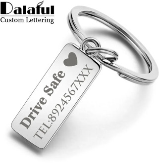 Custom Engraved Keychain For Car Logo Name Stainless Steel Personalized Gift Customized Anti-lost Keyring Key Chain Ring P009