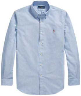 Custom fit button-down overhemd van katoen Lichtblauw - S