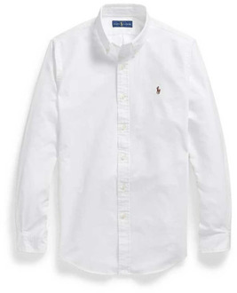 Custom fit button-down overhemd van katoen Wit