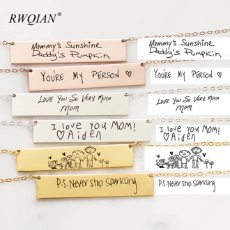 Custom Handwriting Necklace Personalized Signature Necklace for Women Engraved Pendant Choker Bar Necklace Mom Keepsake Jewelry